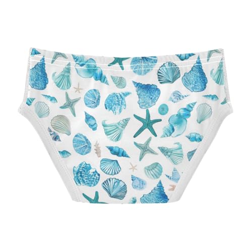 Wusikd Watercolor Teal Boys' Underwear Cotton Blue Sea Shells Starfish Boys Briefs Soft Toddler Underwear 2T2