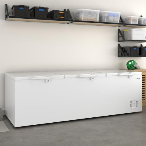 Image of KoolMore 100 in. 50 cu. ft. Commercial Chest Freezer, Large Capacity Three-Door Freezer for Restaurant, Grocery, Convenience Store, Garage, or Bulk Storage, ETL Listed in White