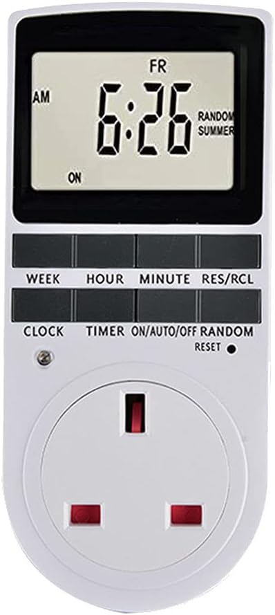 Digital Light Plug, Outlet Timer Socket With LCD Display - 10 Programmable Switching Programs, 24 Hours & 7 Days Energy Saving for Electrical Appliances (EU Plug)