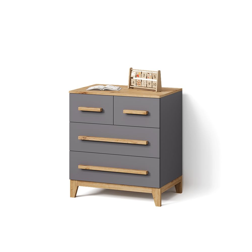 Cómoda Mailo en gris y madera artisan con acabados de alta resistencia