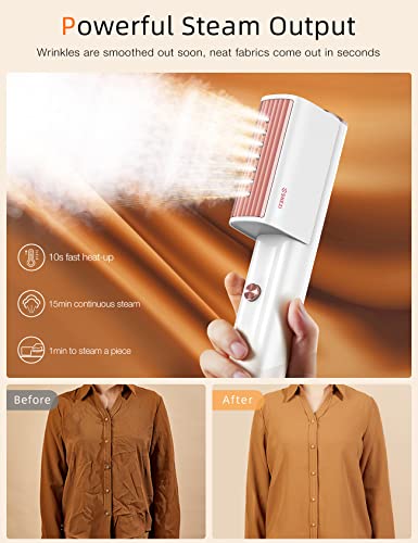 Shezi Handheld Travel Steamer For Clothes Steamer, 10S Heat-Up, Continuous Steam, No-Spitting, Mini Size, Small Hand Held Portable Clothing Steamer For Any Garment Fabrics, 100-120V #TOP3