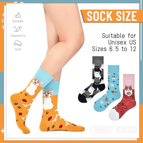 Image of HSELL Women Novelty Socks with Funny Animals Designs Cute Ideal for Cat Lover Breathable Cotton Socks for Daily Wear