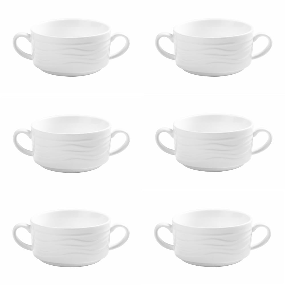 Holst Porzellan MD 125 - Juego de 6 tazas de porcelana para sopa (0,25 L), color blanco