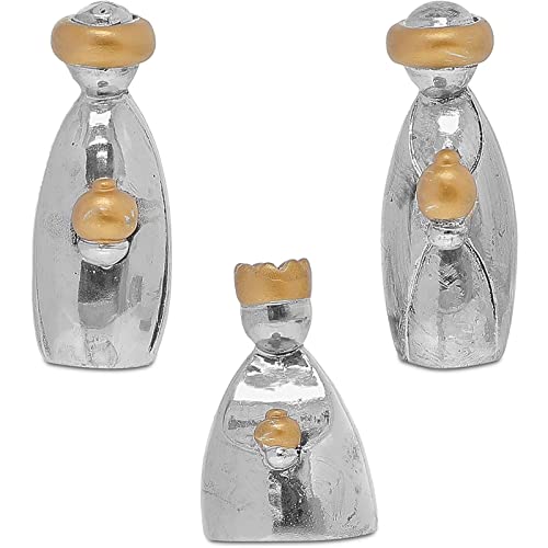 Faithful Finds 10 Piece Mini Nativity Set Figurines, Manger Scene For Indoor, Religious Christmas Decorations (Silver And Gold, 2.5 In) #TOP3