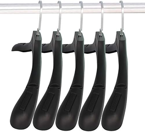 Plastic Extra Wide Suit Hangers, Pack of 20, Width: 17.7",Notched Shoulders & Swivel Hooks, Black
