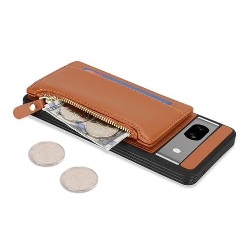 Image of Cavor for Google Pixel 7a Case Wallet with Card Holder, Brown