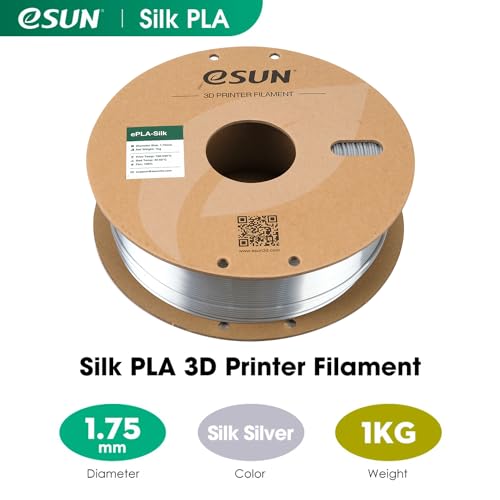 Image of eSUN Silk Metal PLA Filament 1.75mm, Silky Metallic 3D Printer Filament PLA, Dimensional Accuracy + /- 0.05mm, 1KG Spool (2.2 LBS) 3D Printing Filament for 3D Printers, Silk Silver