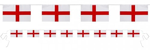 HiCollections Lot de 2 fanions de l'Angleterre (0,6 x 6,1 m/6 m) en plastique carré, décorations réutilisables pour Word Cup 2022, supporters de l'équipe de football, fête de St Georges Cover