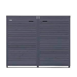 Adria Afvalcontainerbox , afvalcontainerombouw, hout, 240 liter voor 2 containers, inclusief achterwand, geïmpregneerd in antraciet, voorgemonteerd, afvalcontainer, afvalcontainerkast, vuilnisbak