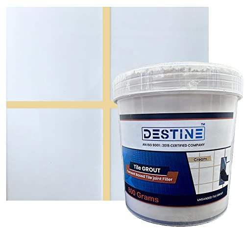 Image of DESTINE READY-TO-MIX inchTILE GROUT inch (16 COLOURS) (ALL PACKS: 100 Gm,250 Gm,400 Gm,800 Gm,1 Kg), Waterproof, Cement Based Tile Joint Filler, Crack Filler, Tiles Gap Filler (800 Gm, Cream)