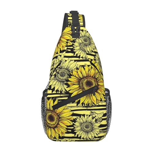 Bees Sunflowe Stylish Men'S Messenger Bag - Durable Polyester, Huge Capacity & Adjustable Strap