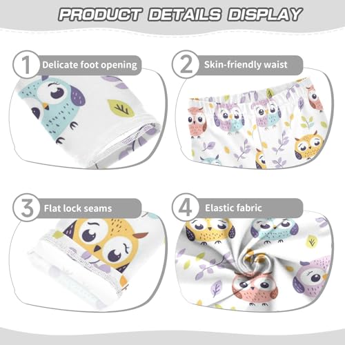 Girls Leggings Cartoon Cute Owls Kids Ankle Length Leggings Pants Athletic Yoga Pants Toddler Tights Trousers 4T3