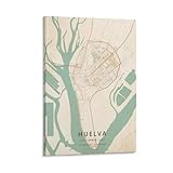 LZTEN Póster de mapa de España de Huelva con impresión vintage para decoración de pared, bar, restaurante, garaje, cafetería, marco de regalo, 60 x 90 cm