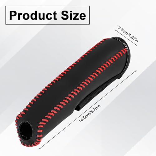 Image of STHIRA Car Handbrake Cover, Anti-slip PU Leather Parking Brake Cover with Stitching Details, Universal Slide-on Handle Brake Cover Handle Guards