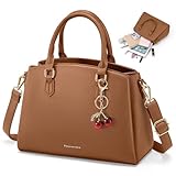 RAINSMORE Bolso Mujer de Piel PU Bolsos de Mano y Bandolera con Correa Ajustable para Tablet 11 Pulgadas Bolso Shopper Mediano para Trabajo y Oficina Diseño de Gran Capacidad Moderno Marrón