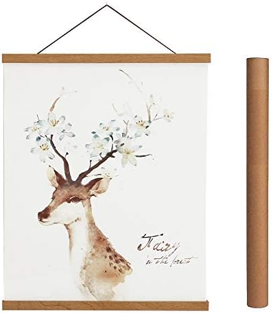 Artmag Magnetic Poster Hanger Frame, 20x28 20x30 20x24 Light Wood Wooden Magnet Canvas Artwork Print Dowel Poster Hangers Frames Hanging Kit (Teak Wood, 20")