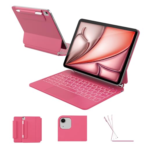 Image of RAYMCRAFT for iPad Air 11 inch Case with Keyboard (M4 /M3 /M2, 2026 /2025 /2024), iPad Pro 11 (4th /3rd /2nd /1st Gen) & Air 5 /4th Magic Keyboard Case, Backlit, Multi-Touch Trackpad, Hot Pink