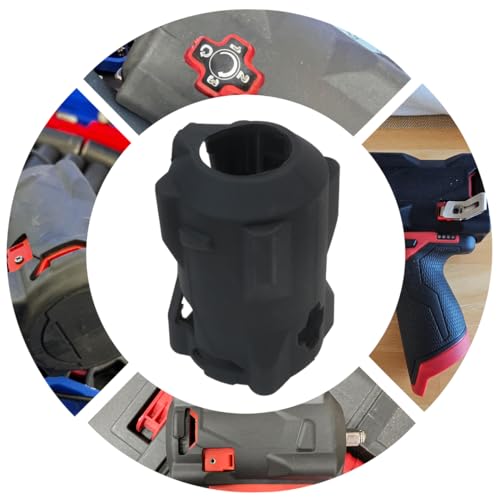 INGQI New 49-16-2554 Protective Boot M12 FUEL Impact Driver Protective Boot Fits for 1/2, 3/8 in Stubby Impact Wrenches, Black, 2554-20 / 2555P-20 - Thumbnail 2