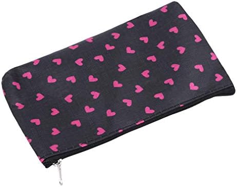 Meoliny Women's Heart Pattern Makeup Bag Small Portable Travel Cosmetic Organizer Clutch Pouch Bag with Zipper Closure,Black