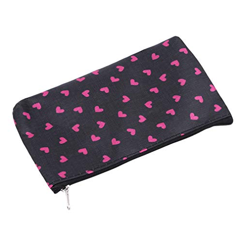 Meoliny Women's Heart Pattern Makeup Bag Small Portable Travel Cosmetic Organizer Clutch Pouch Bag With Zipper Closure,Black #TOP3