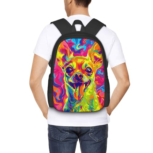 Bolso de día unisex ajustable estilo colorido Chihuahua para ordenador portátil 6