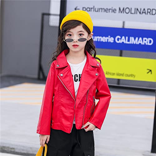 Girls Boys Biker Jacket Faux Leather Rivets Leather Motor Jacket For Kids 3-12Years3