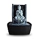 Zen’Light - Zimmerbrunnen Nirvana - Wasserfall mit Buddha & Weißer LED-Beleuchtung - Moderne Zen Deko, Ideal für Meditation & Entspannung - Feng Shui - H 26cm, Grau