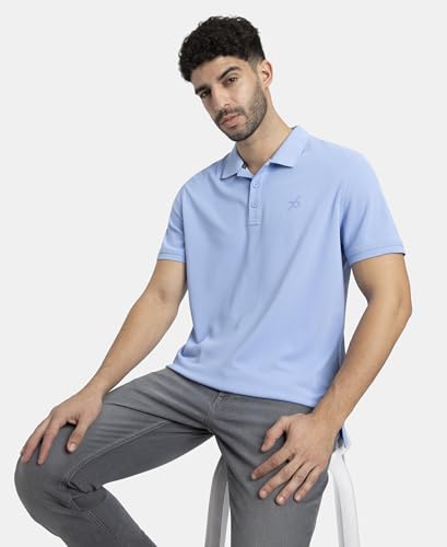 Image of Jockey AM38 Men's Microfiber Fabric Solid Half Sleeve Polo T-Shirt with StayDry & StayFresh Technology