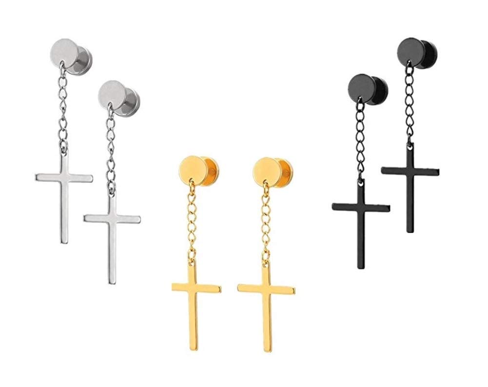 6 Paires Acier Inoxydable Fausse Boucles D'Oreille Homme Femme Enfant