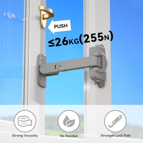 EUDEMON 2 Pack Updated Baby Window Safety Lock, Childproof Window Restrictor for UPVC, Adjustable Winodw Guard for Wooden, Metal Frames (Grey)