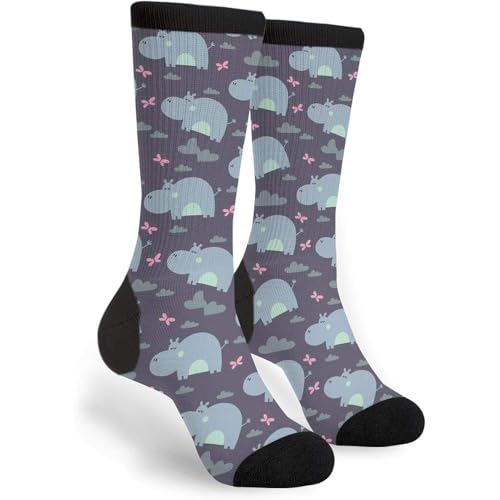 Generic - Chaussettes de marche unisexes avec motif hippopotame - Chaussettes de sport épaisses - Anti-ampoules - Pour cyclisme, trekking, course à pied, Chaussettes 1507, Medium