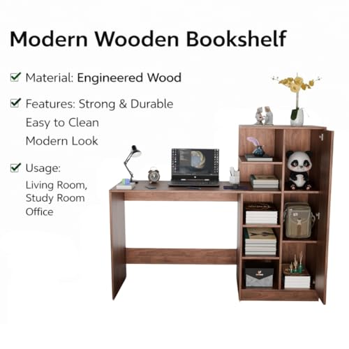 Image of SPYDER CRAFT Multipurpose Desk for Office, Study with Book Storage Engineered Wood Multipurpose Table (Free Standing, Finish Color - Columbain Walnut Brown, DIY(Do-It-Yourself))