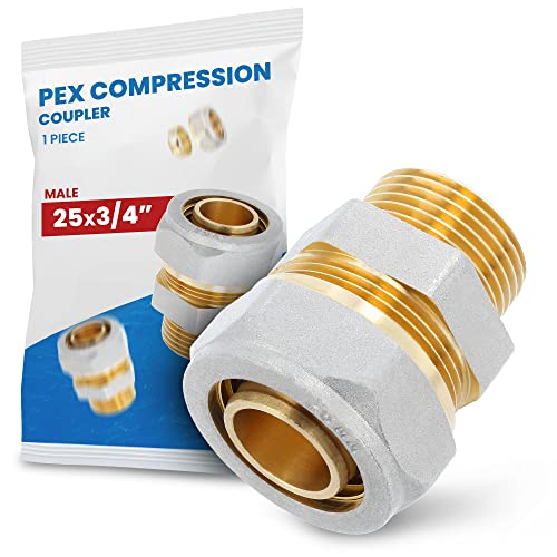 Suelo Calefacción Conector Recto 25 x 3/4'' RM PEX-AL-PEX | Compresión Múltiples Capas de Tubería Tornillo