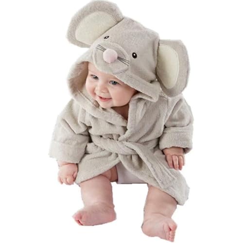 Albornoz para bebé, albornoz de algodón con capucha estilo ratón con orejas, bata absorbente cálida y agradable para la piel con lazo en la cintura, para el hogar, regalos de ducha, recién nacido