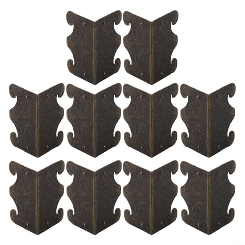 Lot de 10 équerres d'angle en bronze antique pour pieds de boîte en bois et amélioration du style (bronze)