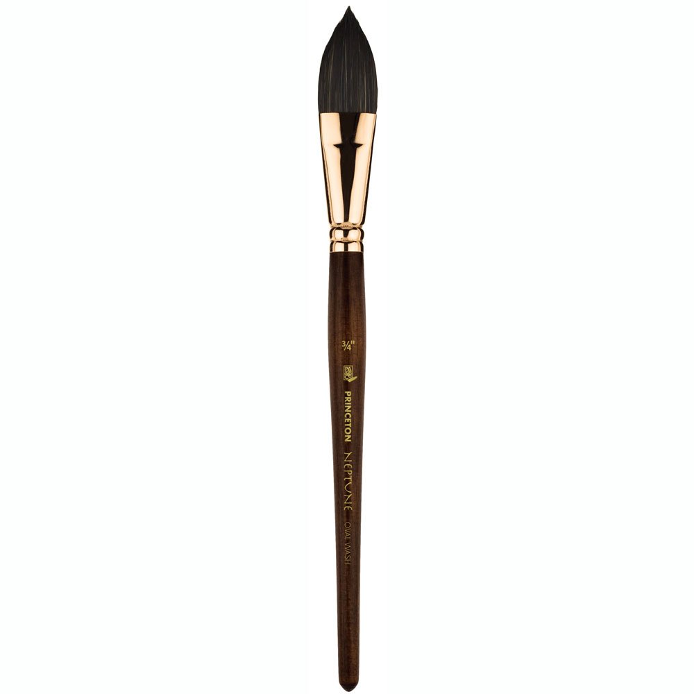 Princeton Neptune Synthetic 4750 Series Shport Hnadle Brush | Rich Wood Tone Handle | Enhanced Snap & Resilient Srength | Even & Consistent Flow | Size - 1/2