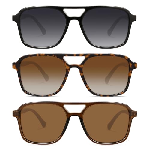 Image of GRFISIA Retro Aviator Sunglasses for Women Men Trendy Rectangle Womens Mens Sun Glasses Shades for Driving Vacation UV400