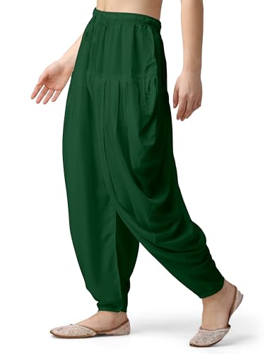 Image of Mehrang Loose Fit Rayon Dhoti Pant for Women Patiala Slawar Bottom Wear Harem Pants, Waist Free Size (26 Inch to 38 Inch)