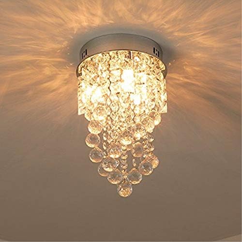 Unimall Modern Round Crystal Chandelier LED Bulb Pendent Light Crystal Droplets Chandelier Ceiling Light Fixture, Warm White [Energy Class A+]