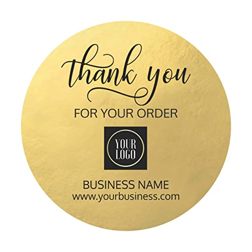 Empresa Corporativa Gracias Oro Negro Agregar LOGOTIPO Clásico Etiqueta redonda personalizada adecuado para su uso en caja regalo|baby shower|bolsas para chuches|boda|etiquetas comunion Cover