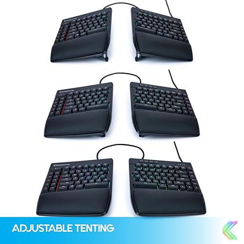 Image of KINESIS Freestyle Edge RGB Plus Split Mechanical Keyboard | Hotswap Linear Switches | RGB | Ergonomic | Detachable Palm Support | Fully Programmable | Mac Keycaps Included | Lift Kit Included