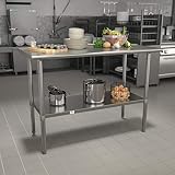 EMMA + OLIVER Stainless Steel 18 Gauge Kitchen Prep and Work Table with Undershelf, NSF - 48' W x 24' D x...