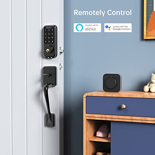 Smart Door Lock, SMONET WiFi Smart Locks Keyless Entry Door Lock Digital Electronic Keypad Deadbolt Bluetooth Touchscreen Auto Lock with Gateway Hub Work with Alexa for Home Security