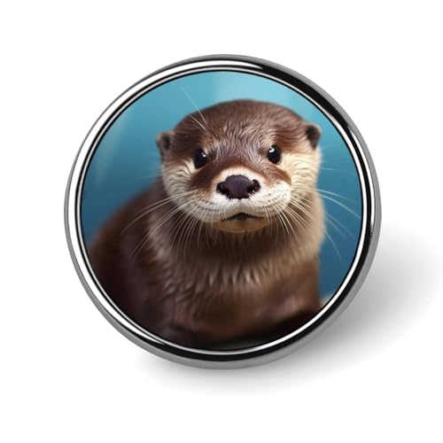 Aluminium Alloy Round Badge Brooch Pins for Men Cute Otter Brooches Elegant Pin for Women Fashion Button Badges Brooch Badge for Hats Jackets Shirts