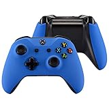 eXtremeRate Blue Soft Touch Top Shell Front Housing Faceplate Replacement Parts with Side Rails Panel for Xbox One X S Controller