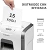 Fellowes Distruggi documenti a frammento 15C, 15 fogli, per casa e piccolo ufficio, uso personale, cestino estraibile da 19 litri, distruggidocumenti con blocco di sicurezza, alta sicurezza P4, bianco