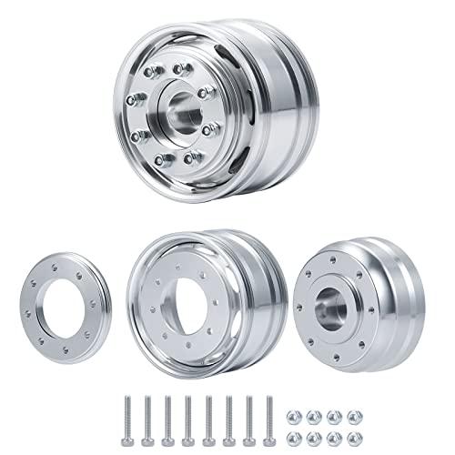 2Pcs Metal Alloy Front Wheel Rims Hubs For 1/14Th Tamiya Trailer Tractor Truck Rc Car Upgrade Parts #TOP2