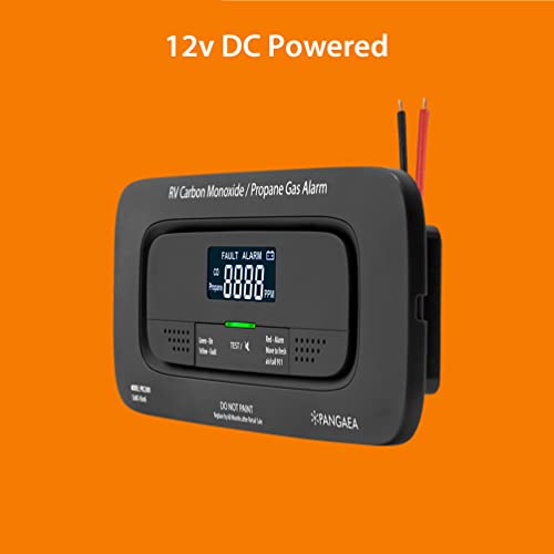 Pangaea Rv Carbon Monoxide & Propane Dual Gas Detector - Hard-Wired Dc 12V, Large Lcd Display, 85Db Loud Alarm, Easy Rest/Test Button - Ultimate Safety For Your Adventures #TOP3