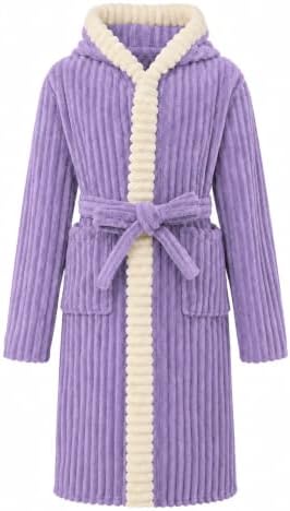 WYTbaby Bademantel Kinder Mädchen Unisex Flauschig Fleece Bademäntel mit Kapuze für Jungen und Mädchen 4-14 Jahre