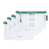 Grafoplas 4er-Pack Taschen mit Reißverschluss aus transparentem EVA-Gummi, grüner Reißverschluss, ideal für den Transport und Schutz aller Arten von kleinen Gegenständen, Schecks oder Gutscheinen
